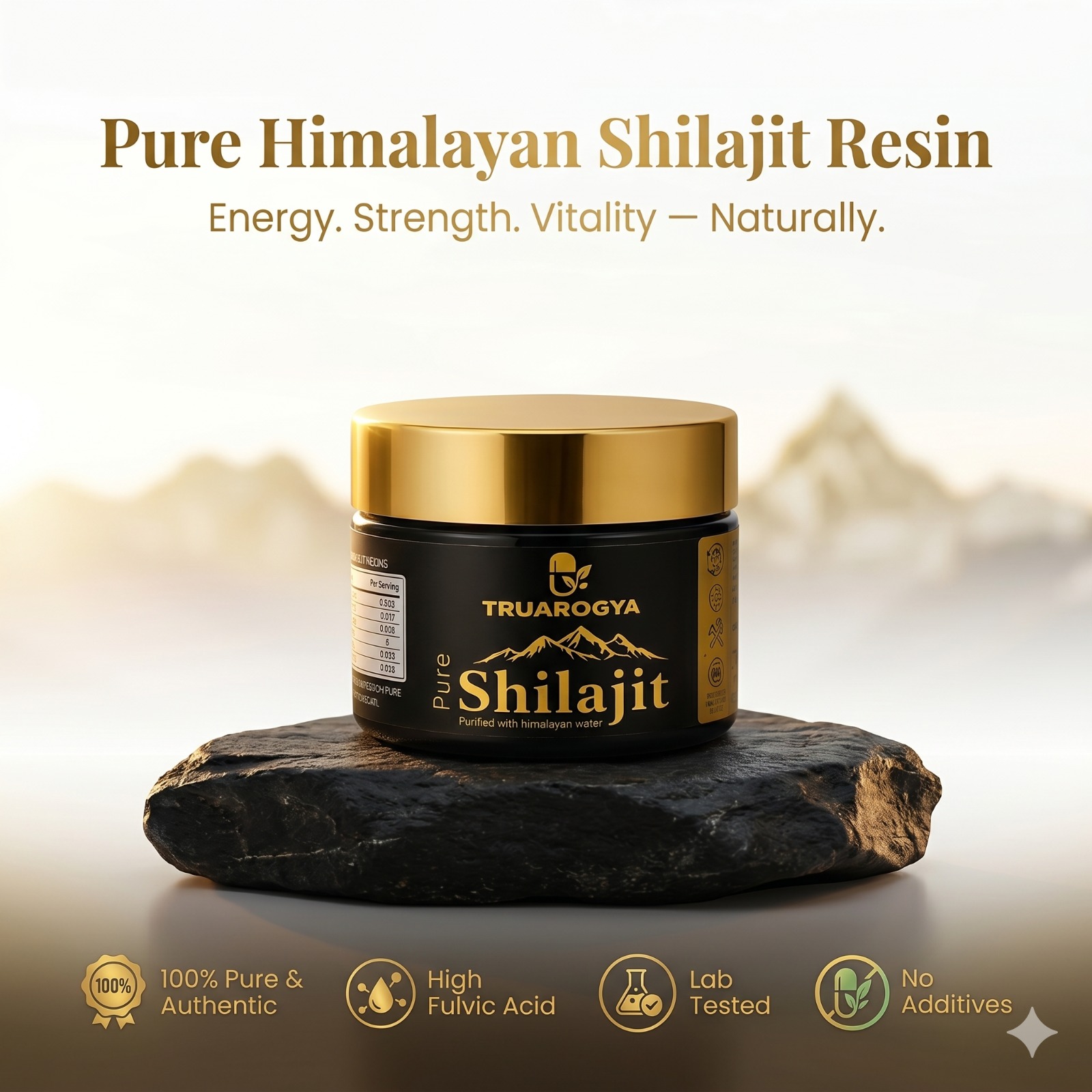 TruArogya Pure Himalayan Shilajit Resin 20g | 250mg per Serving | Fulvic Acid & Trace Minerals | Supports Energy, Strength, Stamina & Metabolism | Ayurvedic Shilajit for Men & Women - Image 3
