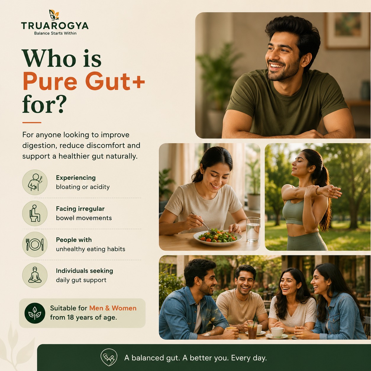 TruArogya Pure Gut+ Gut Health Capsules | Supports Digestion, Bloating Relief, Detox & Gut Cleanse | 100% Natural Ayurvedic Formula | 60 Capsules - Image 3
