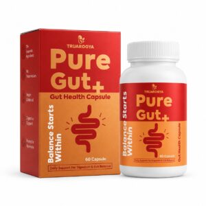 TruArogya Pure Gut+ Gut Health Capsules | Supports Digestion, Bloating Relief, Detox & Gut Cleanse | 100% Natural Ayurvedic Formula | 60 Capsules