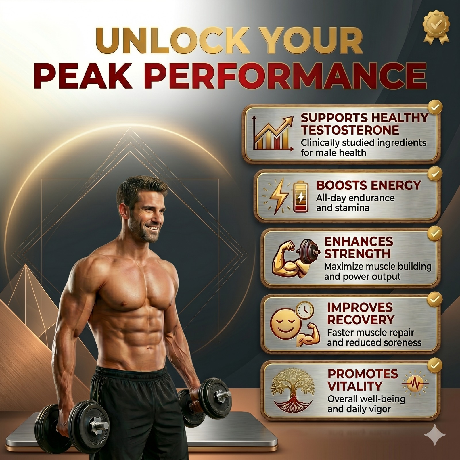 TruArogya Testo Max+ Testosterone Booster for Men | Ashwagandha, Shilajit, Safed Musli & Kaunch Beej | Supports Energy, Strength, Stamina, Performance & Vitality | Ayurvedic Supplement | 60 Capsules - Image 2