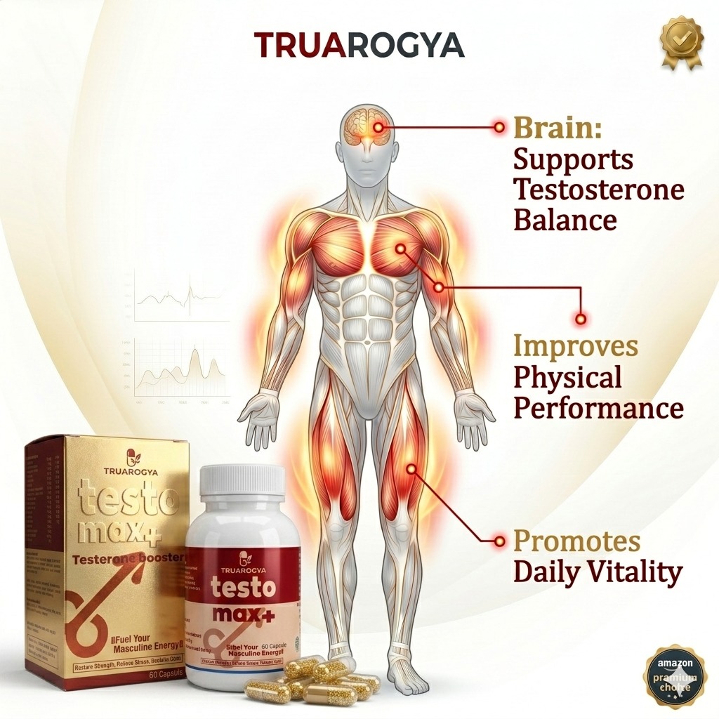 TruArogya Testo Max+ Testosterone Booster for Men | Ashwagandha, Shilajit, Safed Musli & Kaunch Beej | Supports Energy, Strength, Stamina, Performance & Vitality | Ayurvedic Supplement | 60 Capsules - Image 3